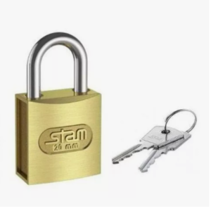 Stam Cadeado Reforçado Maciço Resistente 20mm Com 2 Chaves - Bronze