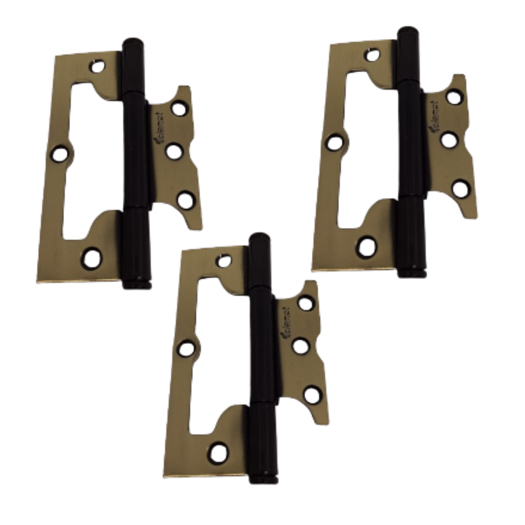 Tolemat Cartela Com 3 Dobradiças Sobrepor 3 1/2 Latonado