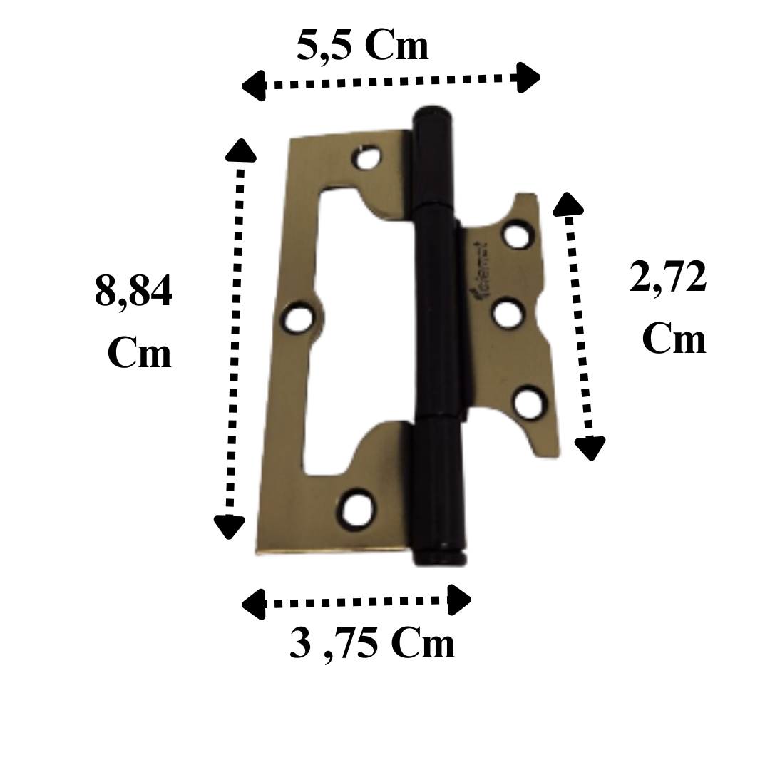 Tolemat Cartela Com 3 Dobradiças Sobrepor 3 1/2 Latonado - Imagem 3
