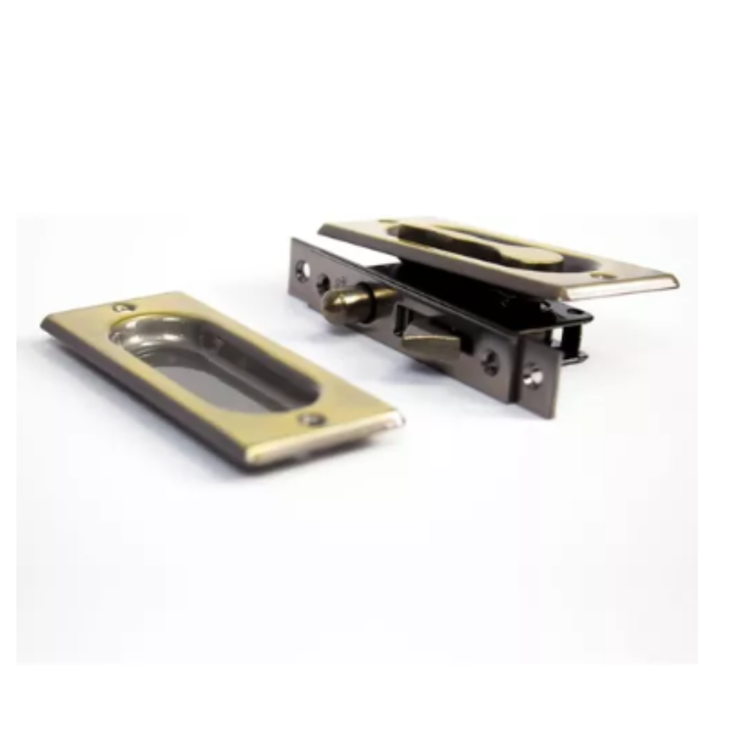 Puxador Tipo Fecho de Janela Correr Concha Tipo Embutir Latonado Oxidado União Mundial - Imagem 4