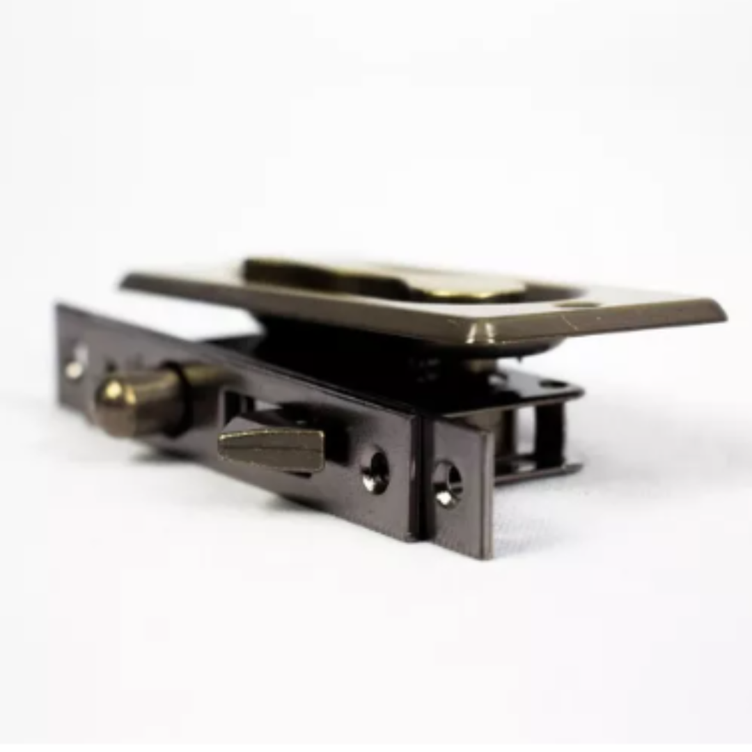 Puxador Tipo Fecho de Janela Correr Concha Tipo Embutir Latonado Oxidado União Mundial - Imagem 5