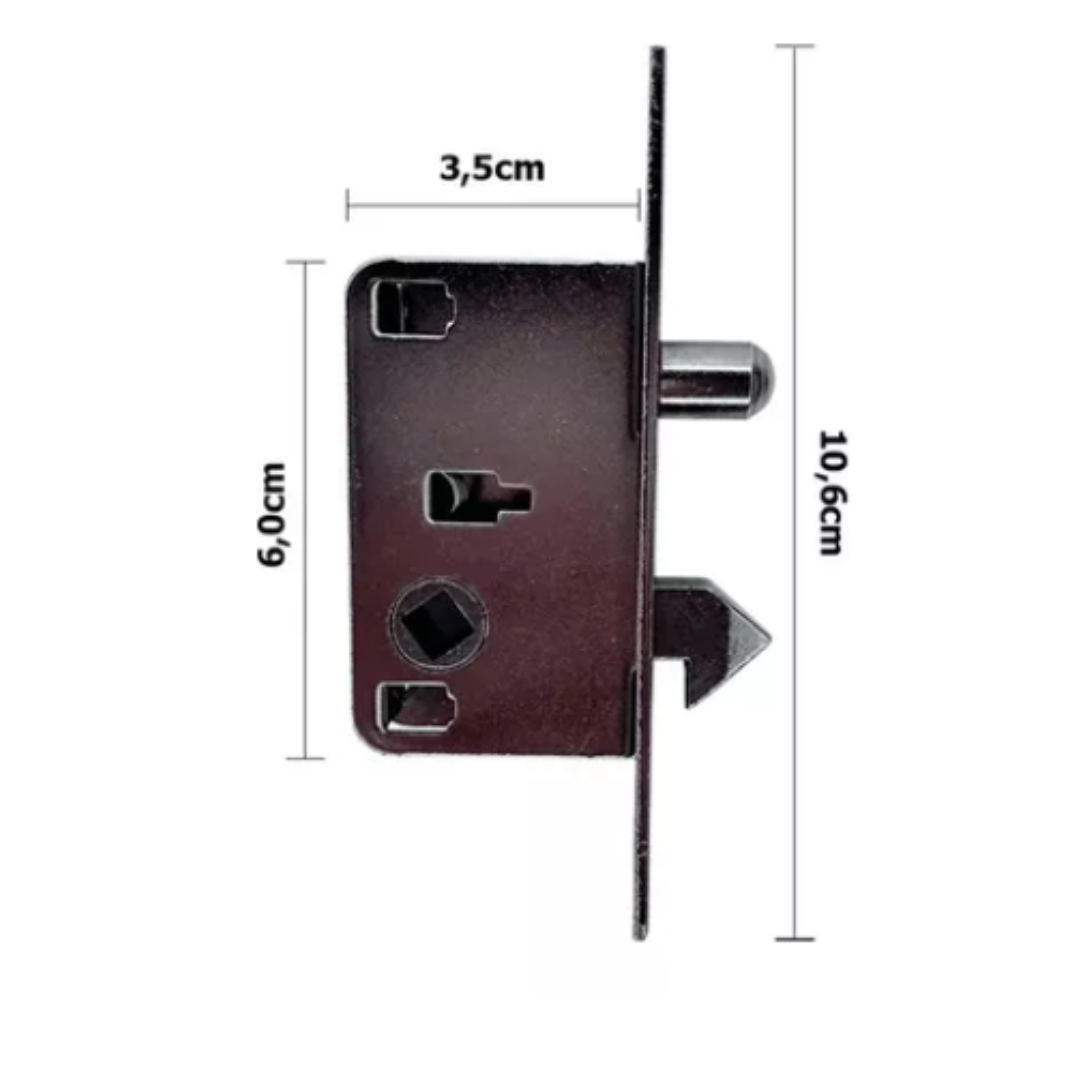 Puxador Tipo Fecho de Janela Correr Concha Embutir Preto União Mundial - Imagem 4