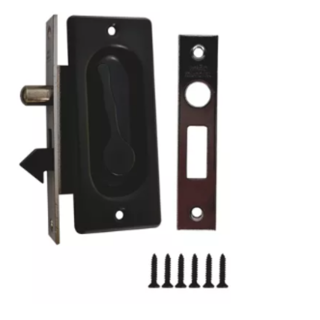 Puxador Tipo Fecho de Janela Correr Concha Embutir Preto União Mundial - Imagem 5