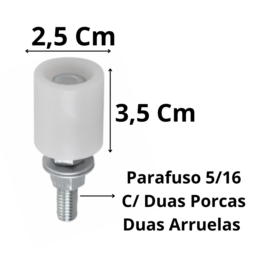 Guia Superior Rolete Nylon 25 X 35 Mm Com Parafusos 2 Peças - Imagem 4