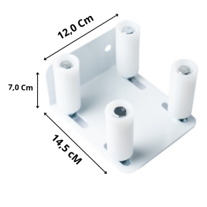 Guia Reforçado Branco Para Portão Suporte 4x1 Com 4 Roletes