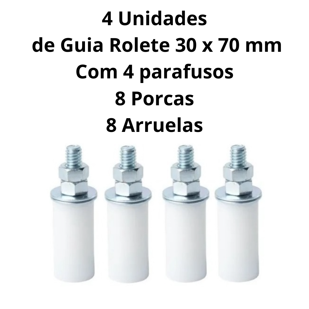 Guia Reforçado Branco Para Portão Suporte 4x1 Com 4 Roletes - Imagem 3