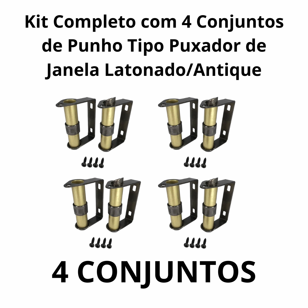 Puxador De Janela Tipo Punho Colonial+ Parafusos 4 Conjuntos - Imagem 4